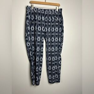 Athleta Joggers Pants Ikat Navy-White Patterned Outdoor Size 14 Comfortable